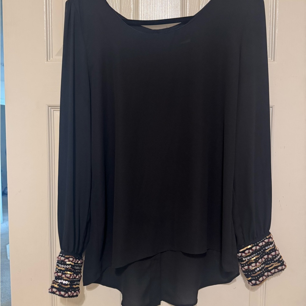 Buckle Women's Top with Embellished Sleeves